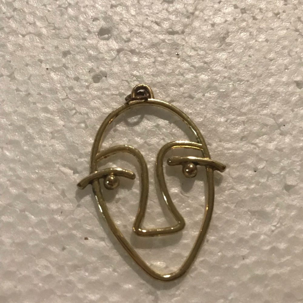 Gold field Abstract Face Pendant Necklace -